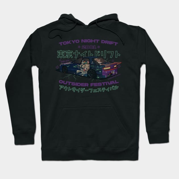 Tokyo Night Drift 2001 Outsider Festival (Purple) Hoodie by Graograman